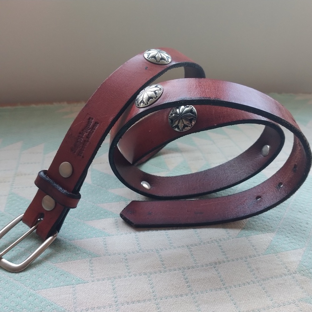 Vintage Sport'n Leather Brown Leather Concho Belt